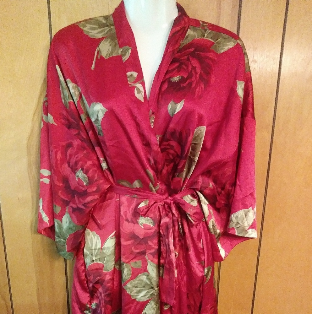 Victoria's Secret red silk one size fits all robe